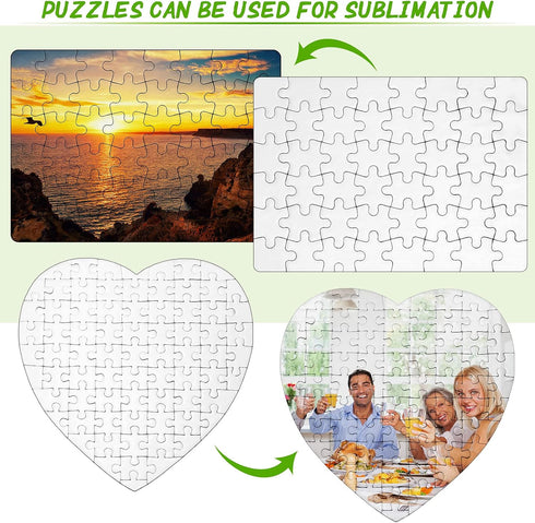 10 Sets Blank Sublimation Puzzle Jigsaw for Kids Rectangle Heart Shaped White DIY Custom Puzzle Heat Press Thermal Transfer Puzzle Pearl Puzzle Bl...