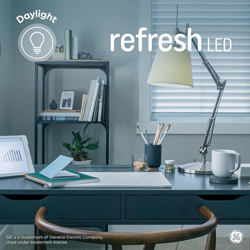 GE Refresh LED Light Bulbs, 60 Watt Eqv, Daylight, Decorative Clear Bulbs, Medium Base (2 Pack)...