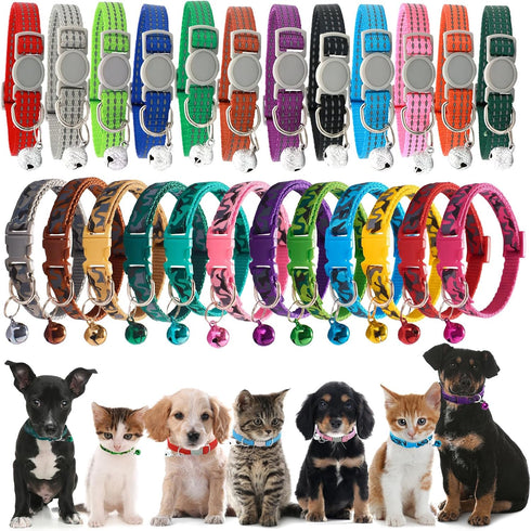 Puppy Collars-12 Pack Puppy Collars for Litter, Adjustable Puppy ID Collars Soft Nylon Whelping Collars for Newborn Litter Puppy Pets (Colorful Pu...