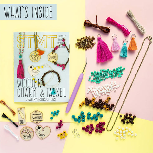 STMT DIY Wooden Charm & Tassel Jewelry Kit, Design & Create 10+ Accessories, Great Tween & Teen Bead Kit, Perfect for Sleepovers & Girl's Night, C...
