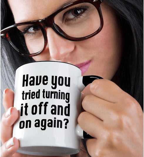 3dRose Have you Tried Turning it on and Off Again IT Mug, 1 Count (Pack of 1), Black...