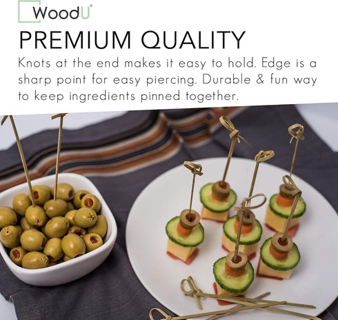 Bamboo Skewers for Appetizers 6" 100 Pcs - Wooden Cocktail Picks - Fancy Toothpicks for Parties...
