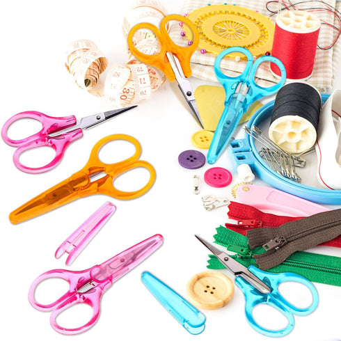 Detail Craft Scissors Set Stainless Steel Scissors Straight Tip Scissors Curved Tip Scissors with Protective Cover for Facial Hair Trimming, Sewin...