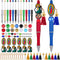 Colarr 12 Sets Christmas Beadable Pens Bulk Halloween Bead Pens with Colorful Beads Tassels Clasps and Beaded Pens DIY Pens Making Kit for Women K...