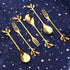 16 Pcs Stainless Steel Gold Leaf Coffee Spoon appetizer fork-4.7" Creative Tableware Dessert Spoons, Stirring, Mixing, Sugar, Stir, Ice Cream, Fru...