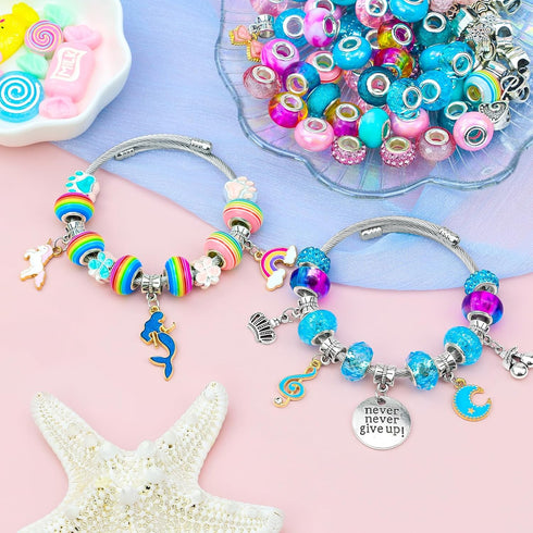 LUDUKOO Bracelet Making Kit for Girls, 134 Pcs Charm Bracelet Making Kit with Beads Bracelet Necklace Making Kit Grafts for Girls Ages 6-8 Birthda...