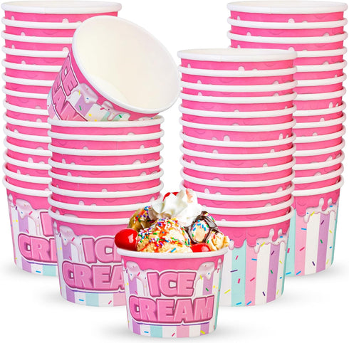Augisteen 50 Count Paper Ice Cream Bowls Disposable Dessert Bowl Ice Cream Paper Cups Treat Paper Bowl for Hot or Cold Food Ice Cream Sundae Froze...