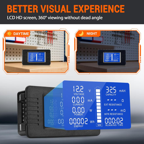 DC Multifunction Battery Monitor Meter, 0-200V 0-100A LCD Display Digital Current Multimeter Voltmeter Ammeter for Cars Rv Solar System...