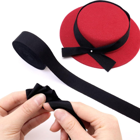 Petersham Ribbon 1 Inch Vintage Ribbon for Millinery Hat Craft(Black)...