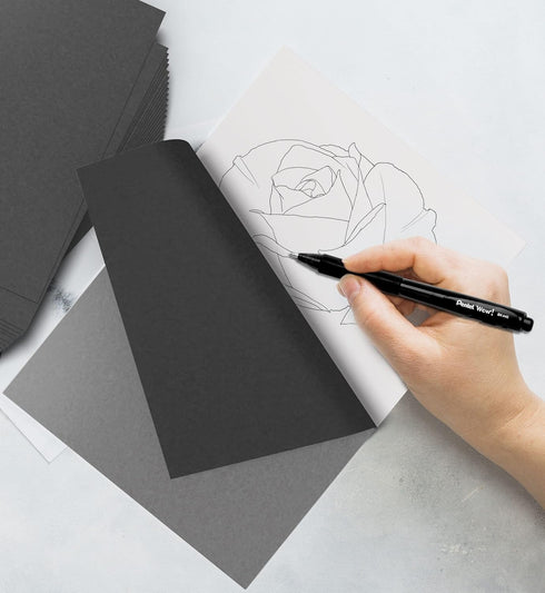 MyArtscape Graphite Transfer Paper, 20 Black Sheets - Wax Free - Erasable - Smudge-free - Ideal for Drawing, Tracing and Watercolor Transfer - Pre...