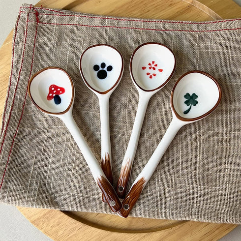 Vintage Ramen Soup Spoons, Ceramic Asian Soup Spoons Tablespoon, Rice Noodles Dinner Serving Spoon, Dessert Spoon, Ladles for Pho Miso Cereal Sauc...