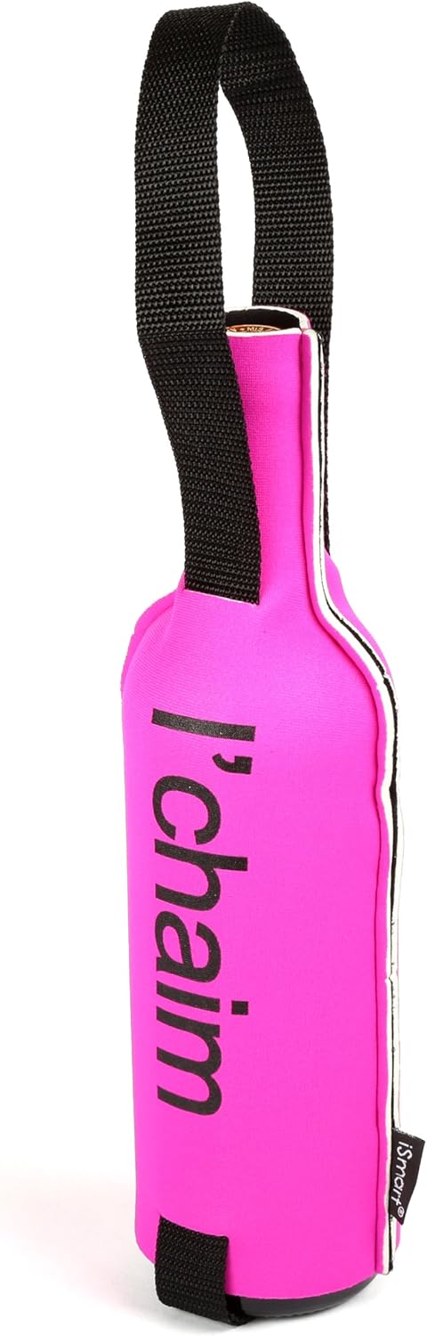 Creative Home Neoprene Single Wine Carrier Champagne Bottle Protective Travel, Gift Bag, 5-1/8" W x 11-3/4" H, Pink...