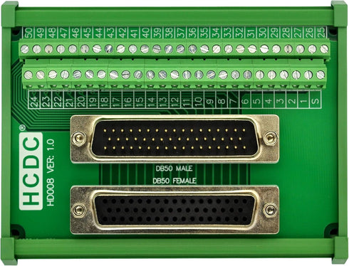 DIN Rail Mount D-SUB Male-Female Interface Module Terminal Block Breakout Board (DB50)...