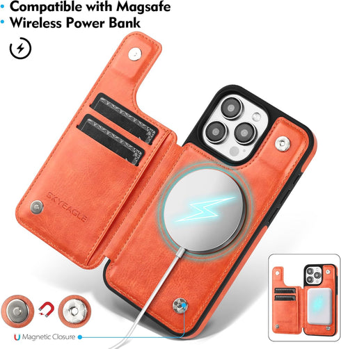 for iPhone 12/12 Pro Wallet Case with Card Holder?Compatible with Magsafe? Women Men PU Leather Flip Folio Protective Cover Credit Slots with Kick...
