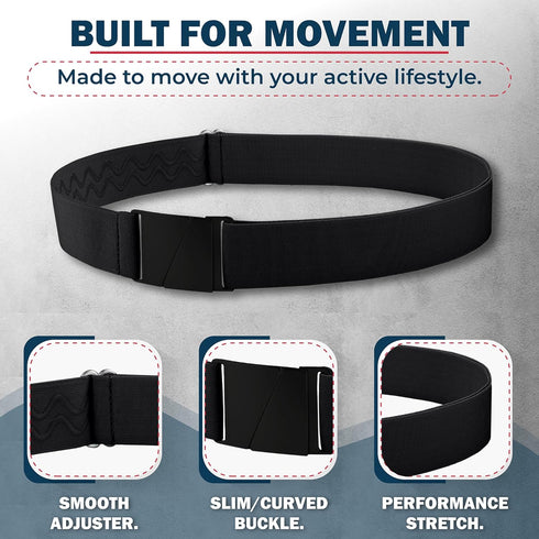 No Show Invisible Elastic Belts for Women & Men 1.5" adjustable Non Slip Fits waist upto 50 Inch. Designed in USA....