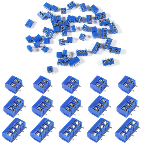 50pcs 2 Pin 3 Pin 4 Pin PCB Mount Screw Terminal Block Connectors 5mm Pitch (2Pin 30pcs,3Pin 10pcs,4Pin 10pcs)...