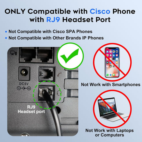 MKJ Headset for Cisco Phones Dual Ear Landline Headset with Noise Cancelling Microphone for Cisco Telephone CP-7821 7841 7941G 7942G 7945G 7960 79...
