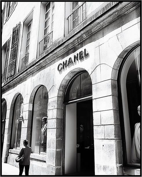 Posterizer 1 pcs-black-and-white photograph of Luxury store front 4-Photography Art-Retro Art-Gift for Women, Fashionistas, Designer Fashion Fans-...