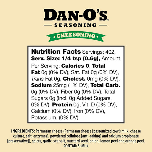 Dan-O's Cheesoning Seasoning | Medium Bottle | 1 Pack (7.6 oz)...