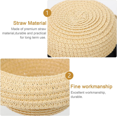 Mini Straw Hats for Dolls: Miniature Knitting Straw Hat Natural Mini Hat Doll Straw Hat for DIY Craft Dollhouse Decoration Accessories...