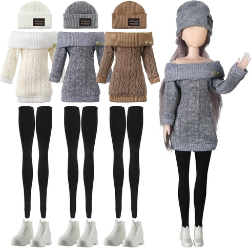 Geyoga 3 Set 12 Pcs Doll Clothes and Accessories for 12 Inch Doll Summer Doll Suit Girl Doll Pants Shoes Casual Wear Clothes Outfits, Dolls are No...