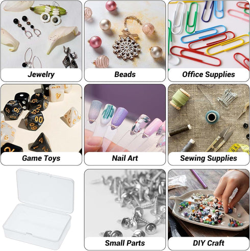 Small Plastic Boxes with Hinged Lids 8 PCS Mini Storage Containers Box with Lid 3.7 x 2.6 Inches Clear Rectangle Box for Collecting Items Lash Sti...