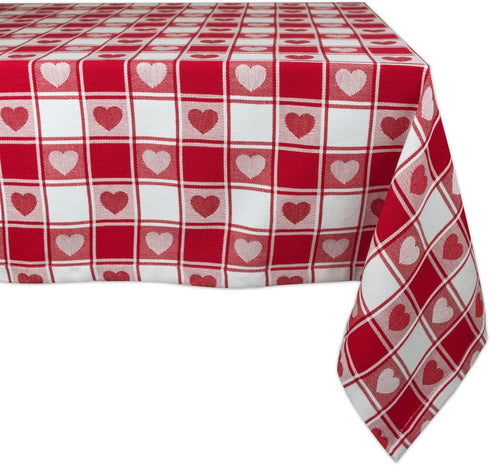 DII Valentine's Day Tablecloth Check Collection, Tablecloth, 52x52, Checkered Hearts...