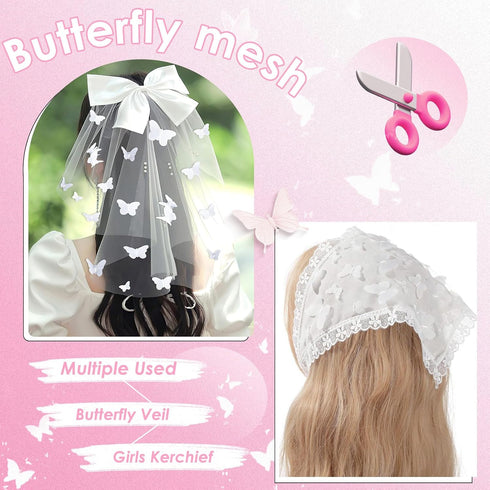 White Tulle Fabric Rolls 2 Yards: Butterfly Embroidery Sheer Fabric - for Tutu Skirts Dress Sewing DIY Home Studio...