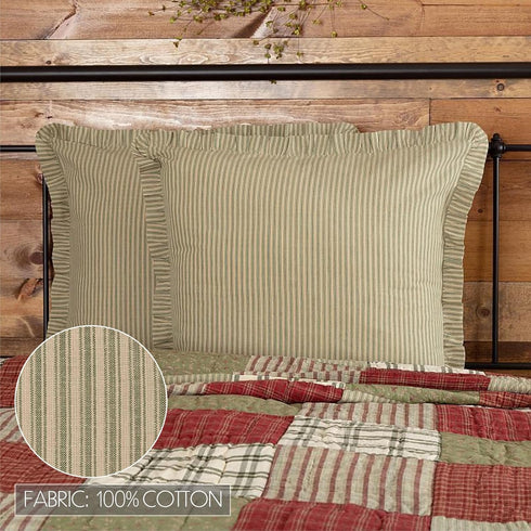 VHC Brands Prairie Winds Bedding Accessory, Green Stripes...