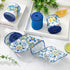Whaline Lemon Wired Edge Ribbon 24 Yards Blue Tile Lemon Fabric Craft Ribbon for Spring Summer Baby Shower Birthday Gift Wrapping Wreath Bow DIY C...
