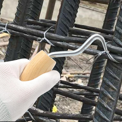 Rebar Twister with Wooden Handle Concrete Iron Wire Tie Twister Tool Hand Steel Tie Tool for Fence Twisting, 3 Pack...