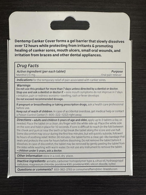 Dentemp Canker sore medicine 2pk Canker Cover - Oral Pain Reliever (12 Count) - Treatment to Relieve Canker Pain, Mouth Sores & Mouth Irritation -...