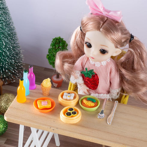 150Pcs Miniature Food Drinks Bottle Toys Mixed for Dollhouse Kitchen Accessories Mini Play Fake Resin Pretend Game Party Tableware 1/12 Doll House...