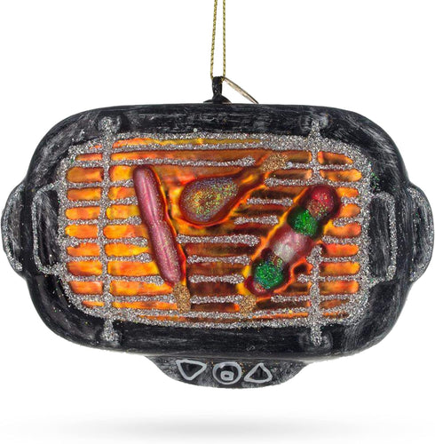 BBQ Barbecue Grill Cookout Blown Glass Christmas Ornament...