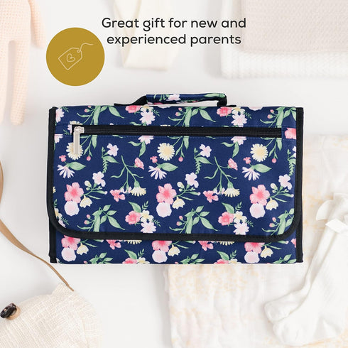 First Landings Portable Diaper Changing Pad - Convenient Travel Changing Pad and Wipe Holder - Portable Changing Pad - Navy...