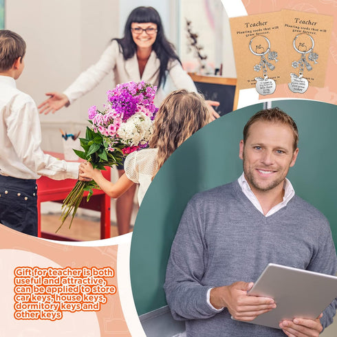 Henoyso 24 Pcs Teacher Gifts Teacher Keychain Thank You Gifts for Women Teacher Appreciation Gifts from Students Graduation (Apple with Tree)...