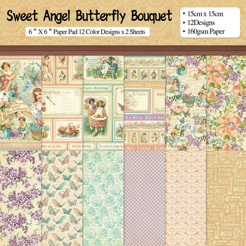 6x6” 160gsm cardstock Single Sided Scrapbooking 24 Paper Pad vintage decoupage scrapbook kit patterned paper junk journal supplies journaling supp...