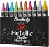 Metallic Chalk Markers (10 Pack) Liquid Chalk Pens - For Blackboards, Chalkboard, Bistro Menu, Window - Wet Wipe Erasable - 6mm Reversible Bullet ...