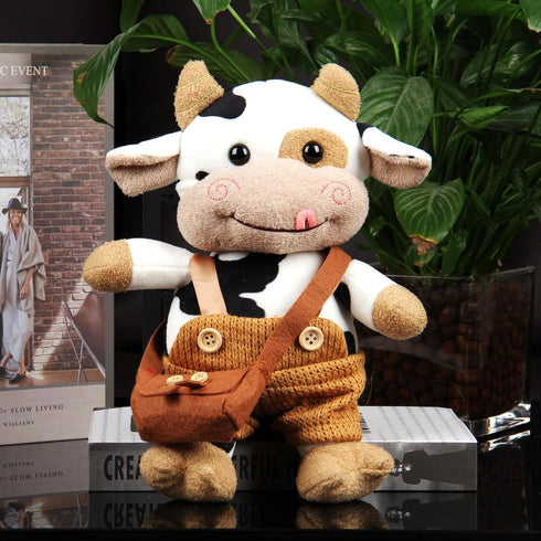 Cow Cattle Stuffed Animals Plush Toy 12" Large Milk Pillow Soft Cattle Plushies Cow Hug Pillow Stuffed Animals Doll for Boys and Girls (D: Brown l...