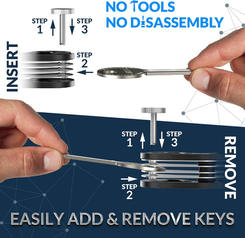 Key Organizer Keychain Smart Compact Key Holder for 8 Keys - Fully Assembled & Easy to Use Black...