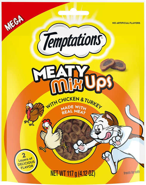 TEMPTATIONS Meaty MixUps with Chicken & Turkey Savory Cat Treats, 4.12 oz. Pouch...