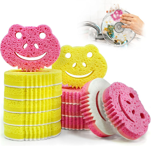 SmilePowo Kitchen Sponges,12 Pack Non-Scratch Scrub Sponge,Dual-Sided Dishwashing Sponge for Furniture,Dish,Bathroom,Reusable Eco-Friendly Sponge...