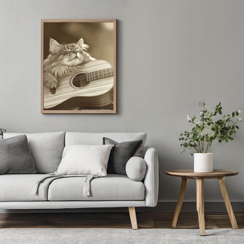 Posterizer 1 pcs-cute funny kitty cat playing the guitar 1-Art for Animal Lovers-Musical Art Collection-Decorations for Bedroom, Office, Living Ro...