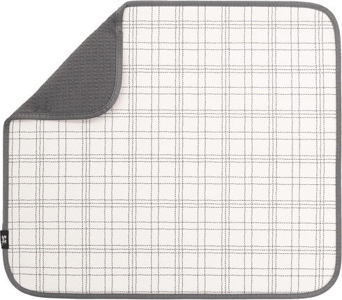 S&T INC. Dish Drying Mat, Highly Absorbent Microfiber Kitchen Counter Mat, Dish Drying Pad for Dishes, Utensils, Pots and Pans, Large 16" x 18", S...
