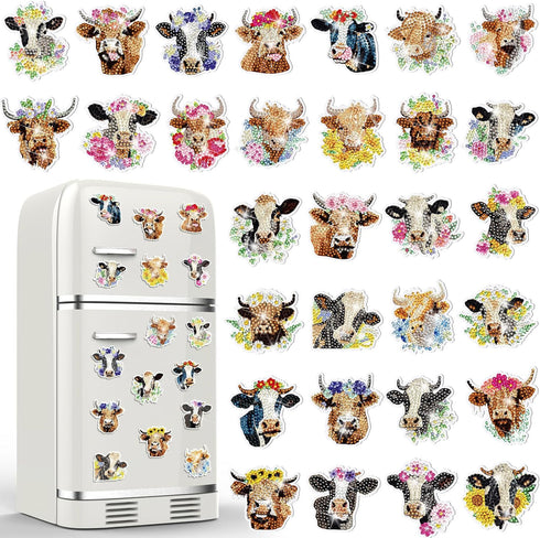 Remuuly 30 Pcs Diamond Painting Magnets Summer Diamond Art Magnet Spring Flower Animal Cupcake Refrigerator Magnetic Sticker Diamond Fridge Magnet...