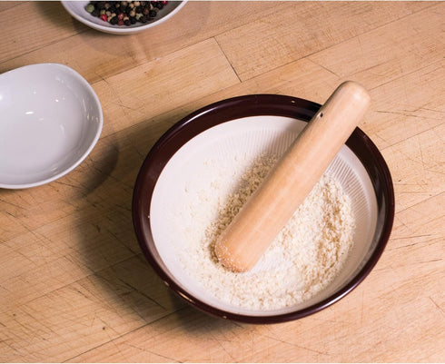 Helen’s Asian Kitchen Suribachi Set, Ceramic Mortar Bowl with Wooden Pestle...