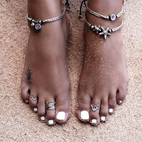 Missgrace Vintage Style Antique Silver Anklet Coin Tassels Beach Ankle Chain Fashion Coin Leg Ankle Bracelet Anklets for Women To Beach...