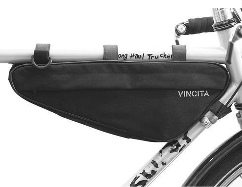 Vincita Bike Frame Bag - Black Bicycle Triangle Storage Bag with Shoulder Strap Under Top Tube for Road Bike Mountain Bike Cycling and Big Zipper ...
