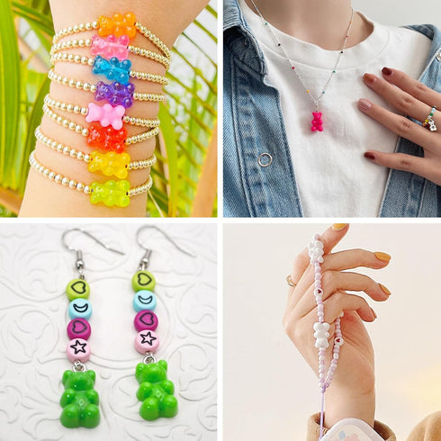 70Pcs Acrylic Gummy Bear Beads Cute Animal Beads 7 Colors Fake Gummy Bear Bracelet Beads Flat Back Kandi Candy Beads for Crafts DIY Jewelry Making...