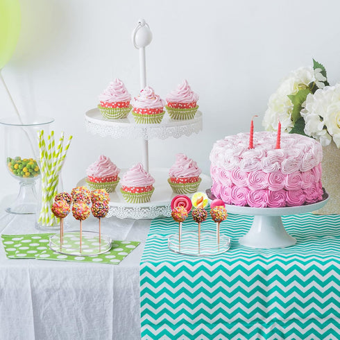 2 Pieces 7 Hole Acrylic White Cake Pop Stand Display Round Lollipop Holder for Rustic Sucker Stand Candy Holders for Wedding, Shower, Birthday Par...